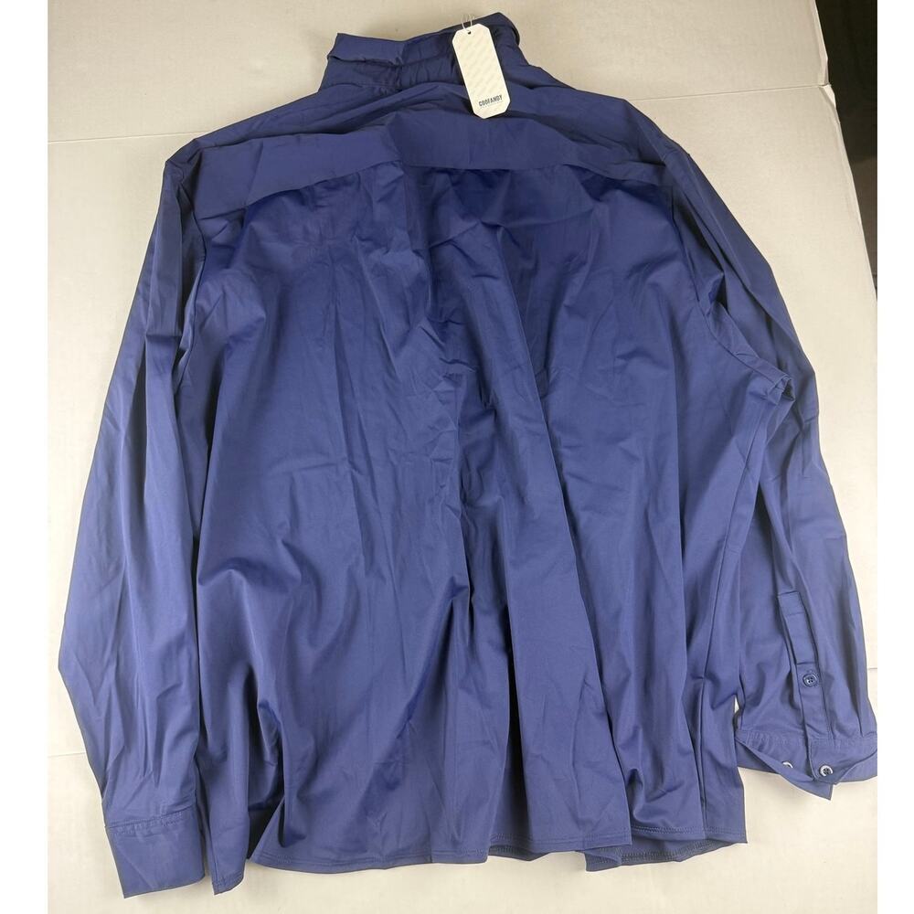 COOFANDY Men's 4XL Blue Navy Stretch Dress Shirt NWT - Picture 6 of 7